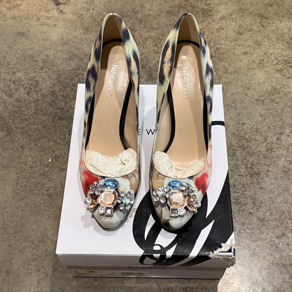 Nine West Patterned Heels with Jewel Accents